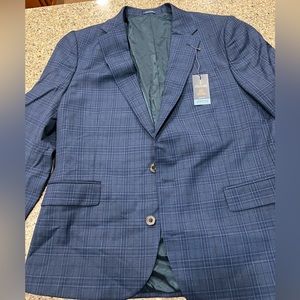 Stanford slim fit blue plaid sports coat, size 44 short